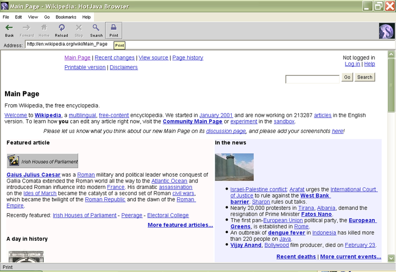 HotJava 3.0运行于Windows XP